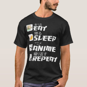 Camiseta Comer Dormir Anime Repetir Divertido Manga Japonês