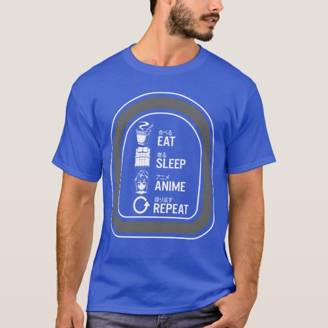 Camiseta Comer Dormir Anime Repetir Presente de Anime (Frente)