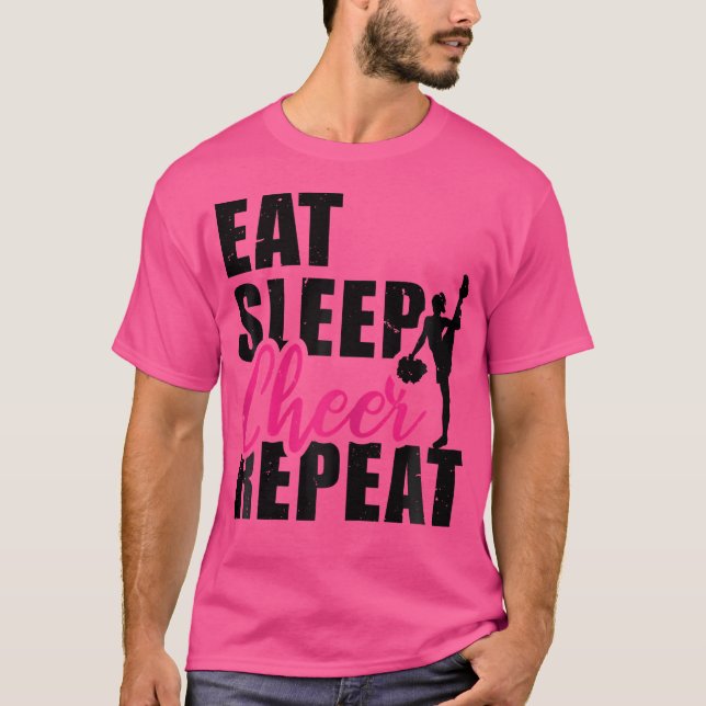 Camiseta Comer Dormir Aplaudir Repetir Cheerleading Cheerle (Frente)