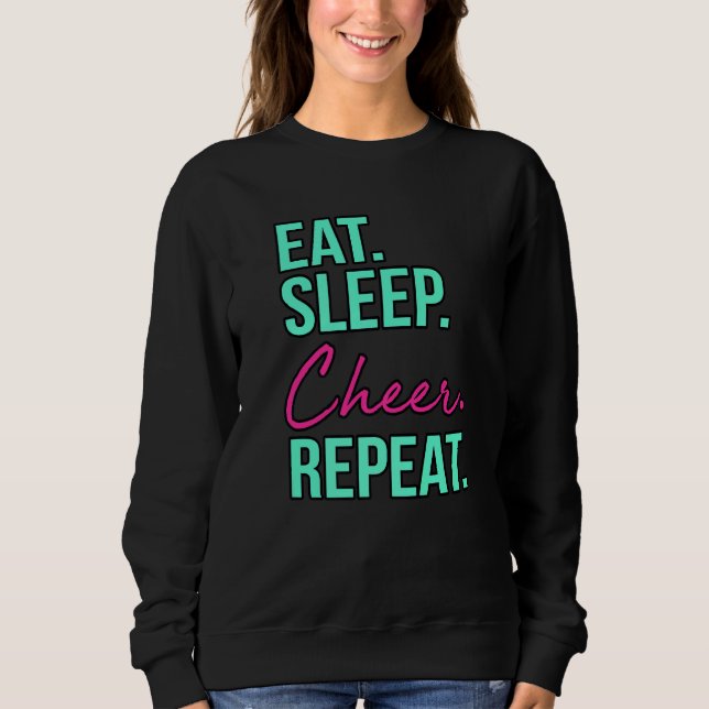 Camiseta Comer Dormir Aplaudir Repetir Cheerleading Cheerle (Frente)