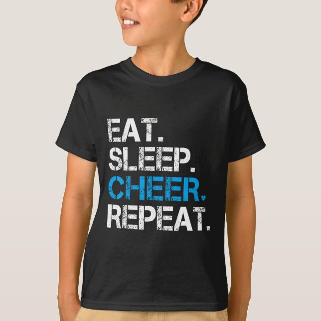 Camiseta Comer Dormir Aplaudir Repetir Cheerleading Cheerle (Frente)