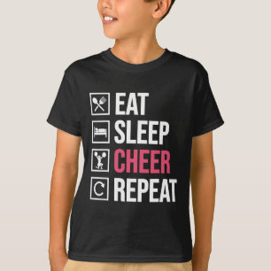 Camiseta Comer Dormir Aplaudir Repetir Engraçado Cheerleadi