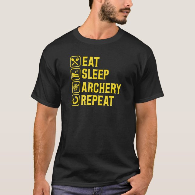 Camiseta Comer Dormir Arco e Flecha Repetir Simples Minimal (Frente)