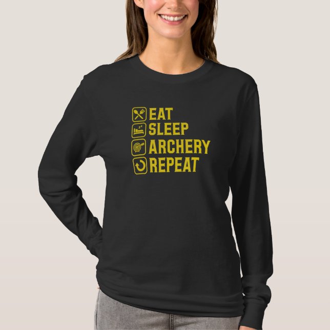 Camiseta Comer Dormir Arco e Flecha Repetir Simples Minimal (Frente)