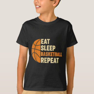 Camiseta Comer dormir basquete repetir fãs de esportes basq