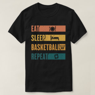 Camiseta Comer Dormir Basquete Repetir Treinador de Basquet
