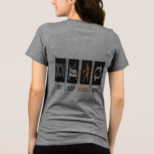 Camiseta Comer Dormir Basquetebol Repetir Impressão Traseir