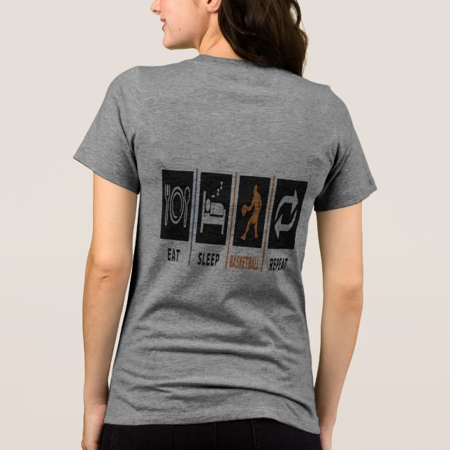 Camiseta Comer Dormir Basquetebol Repetir Impressão Traseir (Verso)