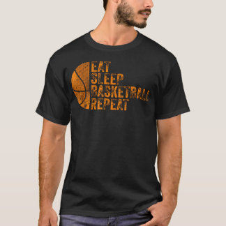 Camiseta Comer Dormir Basquetebol Repetir Retro Vintage Bas