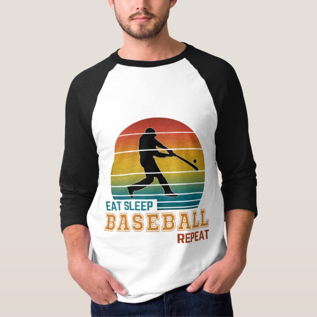 Camiseta Comer Dormir Beisebol Repetir (Frente)