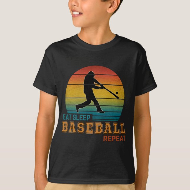 Camiseta Comer Dormir Beisebol Repetir (Frente)