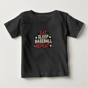 Camiseta Comer Dormir Beisebol Repetir Fã de Beisebol Engra