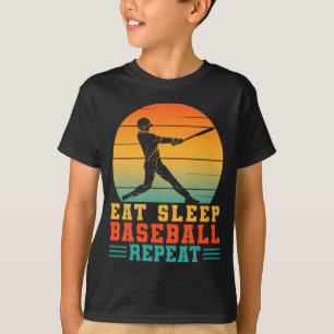 Camiseta Comer dormir beisebol repetir jogador de beisebol