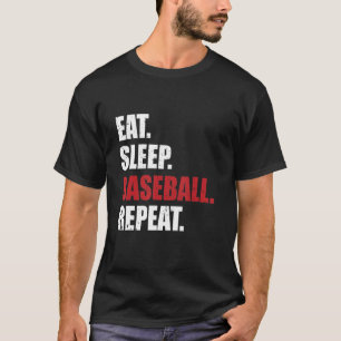 Camiseta Comer Dormir Beisebol Repetir Jogador de Beisebol 