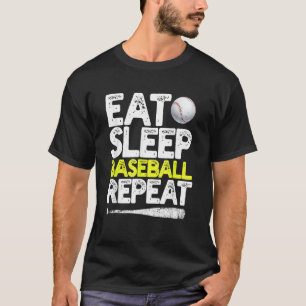 Camiseta Comer Dormir Beisebol Repetir Receptor Arremessado
