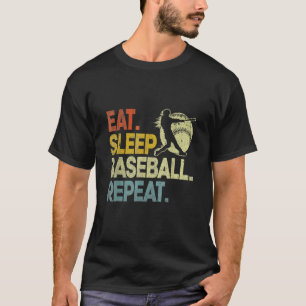 Camiseta Comer Dormir Beisebol Repetir Receptor Arremessado