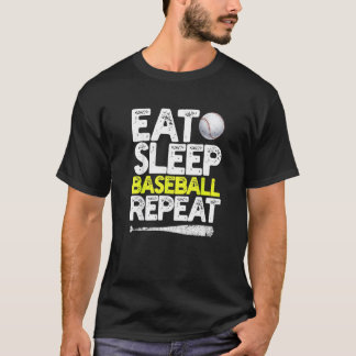 Camiseta Comer Dormir Beisebol Repetir Receptor Arremessado