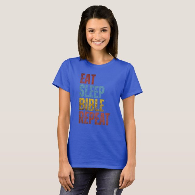 CAMISETA COMER DORMIR BÍBLIA REPETIR (Frente Completa)