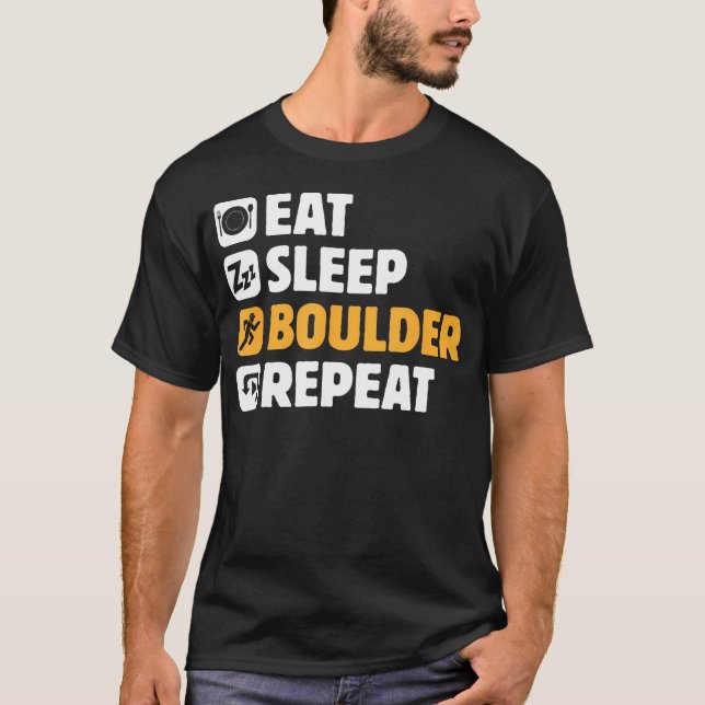 Camiseta Comer Dormir Boulder Repetir Escalada (Frente)