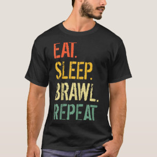Camiseta Comer Dormir Briga Repetir Estrelas Vídeo Engraçad