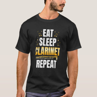Camiseta Comer Dormir Clarinete Repetir Clarinetista Músico