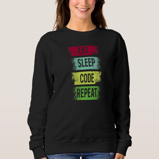 Camiseta Comer Dormir Código Repetir Codificação Programado (Frente)