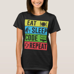 Camiseta Comer Dormir Código Repetir Divertido Programação