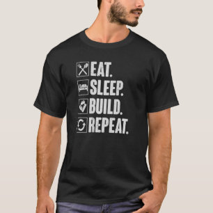 Camiseta Comer Dormir Construir Repetir Bloco do Construt