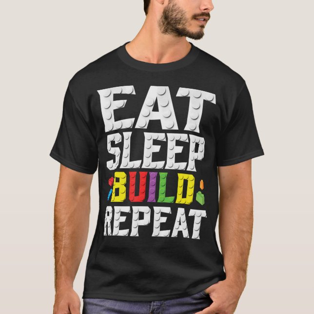 Camiseta Comer Dormir Construir Repetir Mestre Construtor B (Frente)