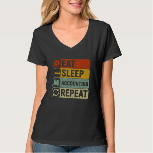 Camiseta Comer Dormir Contabilidade Repetir Retro 60s 70s C