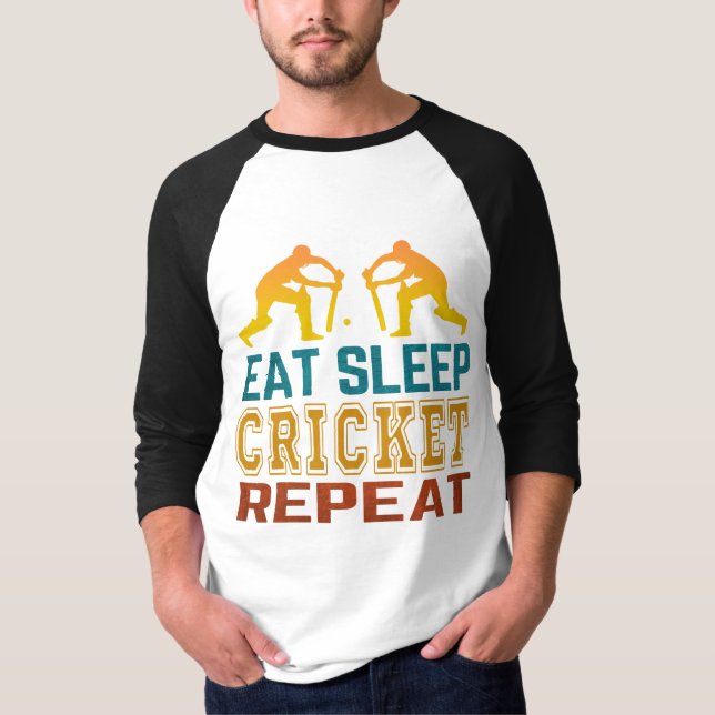 Camiseta Comer Dormir Críquete Repetir (Frente)