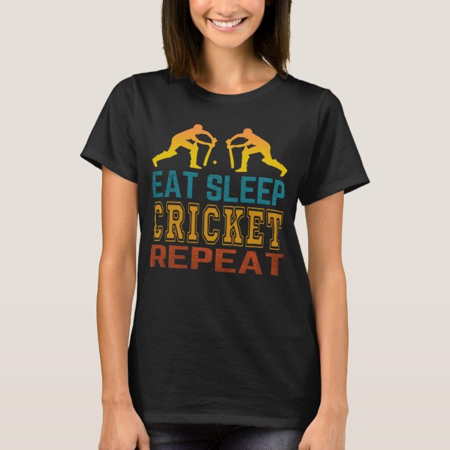 Camiseta Comer Dormir Críquete Repetir (Frente)