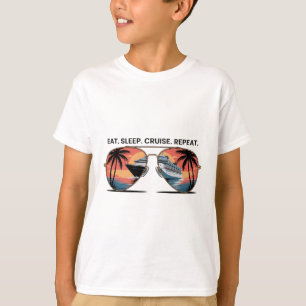 Camiseta Comer Dormir Cruzeiro Repetir Férias Navio Oceano