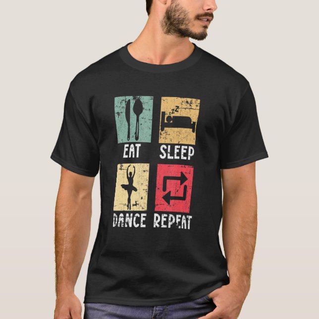 Camiseta Comer Dormir Dançar Repetir Grunge Dançando Para H (Frente)