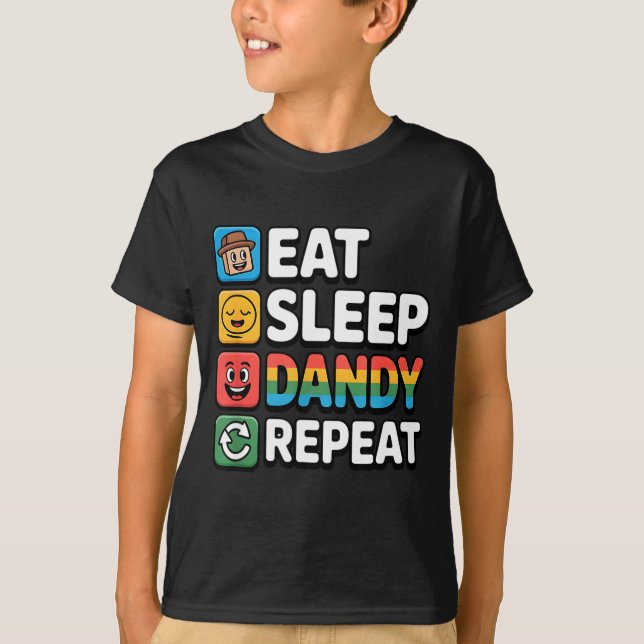 Camiseta Comer dormir dandy repetir decoração de aniversári (Frente)