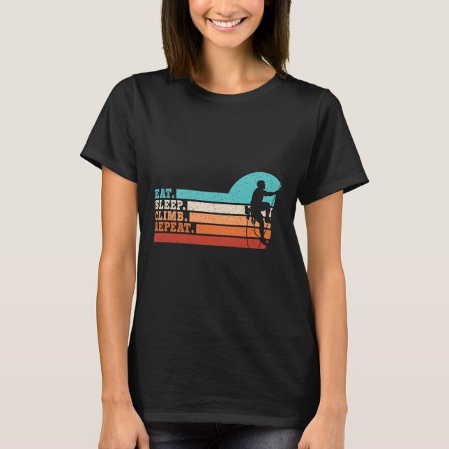 Camiseta Comer Dormir Escalar Repetir Divertido Escalada Al (Frente)