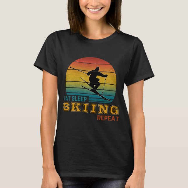 Camiseta Comer Dormir Esqui Repita  (Frente)