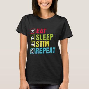 Camiseta Comer Dormir Estim Repetir Conscientização do Auti
