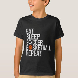 Camiseta Comer Dormir Futebol Esboço Repetir Divertido Joga
