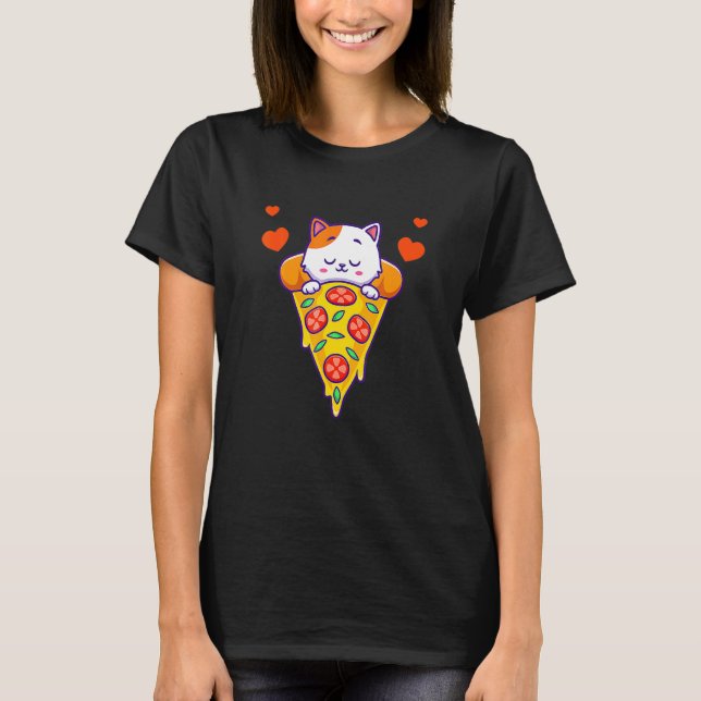 Camiseta Comer Dormir Gato Pizza Repetir (Frente)