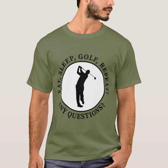 Camiseta Comer Dormir Golfe Repetir Citação Divertida de Go (Frente)