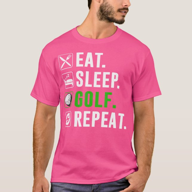 Camiseta Comer Dormir Golfe Repetir Divertido Golfe Golfist (Frente)