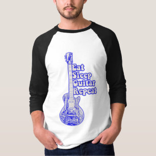 Camiseta Comer dormir guitarra repetir. guitarra azul vinta