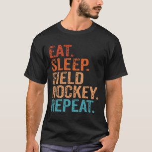 Camiseta Comer Dormir Hóquei de Campo Repita Divertido Vint