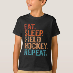 Camiseta Comer Dormir Hóquei de Campo Repita Divertido Vint