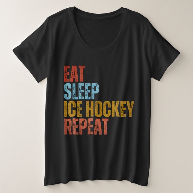 CAMISETA COMER DORMIR HÓQUEI NO GELO REPETIR (Frente do Design)