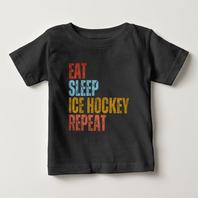 CAMISETA COMER DORMIR HÓQUEI NO GELO REPETIR (Frente)