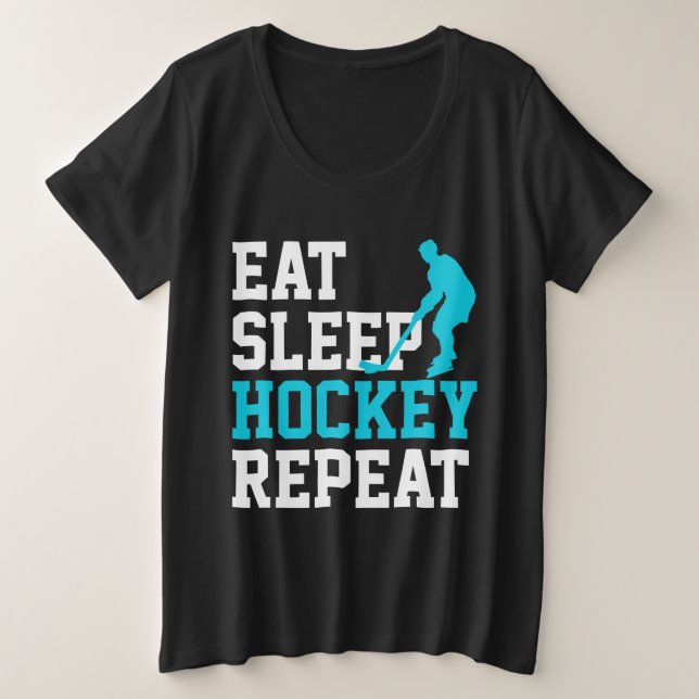 Camiseta Comer Dormir Hóquei Repetir (Frente do Design)