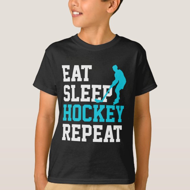 Camiseta Comer Dormir Hóquei Repetir (Frente)