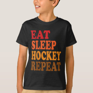 Camiseta Comer Dormir Hóquei Repetir Campo de Gelo Patinaçã